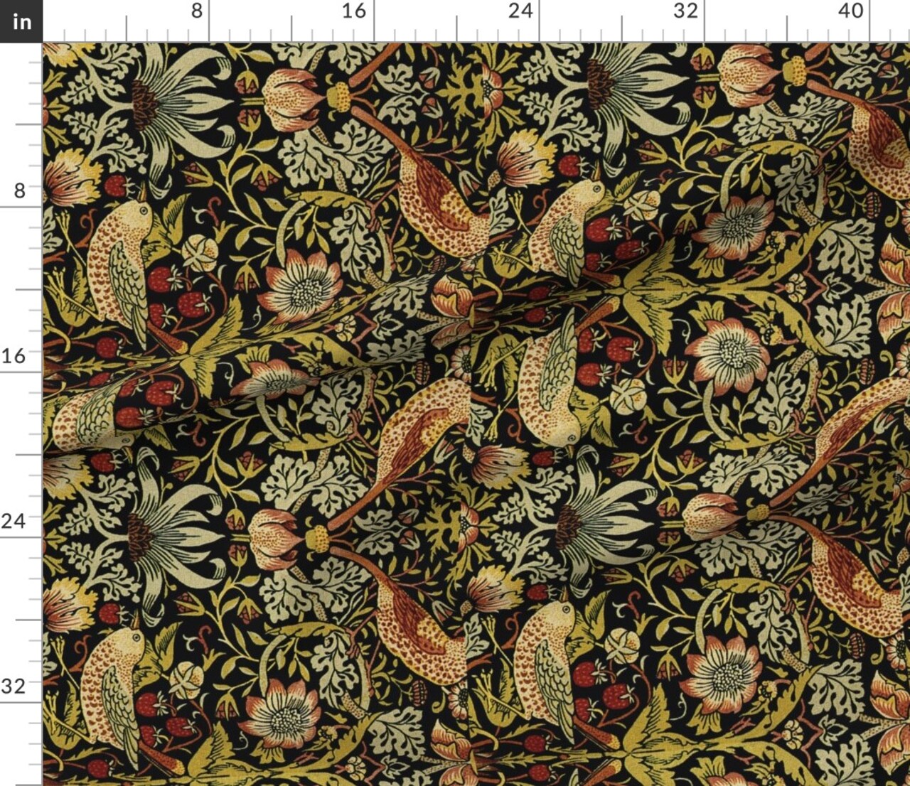 Railroaded William Morris Traditional Victorian Woven Look English Garden Arts And Craft Custom Printed Fabric by Spoonflower Various Fabrics by the Yard or Fat Quarter